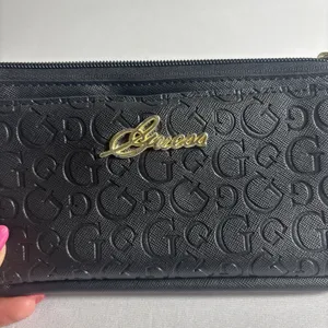 GUESS Bowie Embossed Logo Black‎ Wristlet Wallet Credit Card Clutch Y2K thumbnail 2