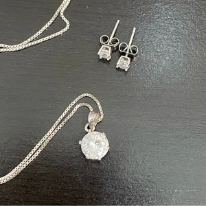 Sterling Silver 925 Necklace & Stud Earrings Set thumbnail 5