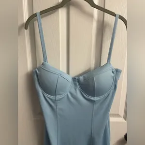 💋NASTY GAL COLLECTION Sky Blue Spaghetti Strap Bandage Sheath Padded Dress thumbnail 3