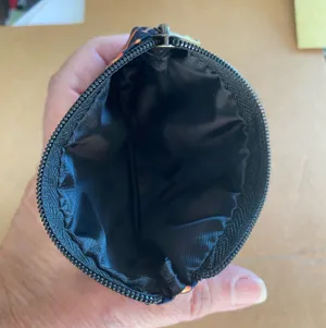 Goanna Art hand made coin pouch, top zip, blue, celestial design, sun, and moon thumbnail 2