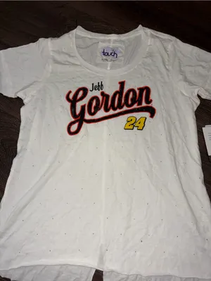 Jeff Gordon 24 White Graphic Tee - Women’s Short Sleeve bling with diamonds Lg thumbnail 3