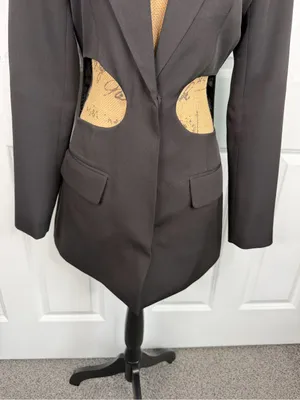 Lioness XS Black Cutout Blazer Mini Dress Tuxedo Long Sleeve NWOT thumbnail 4