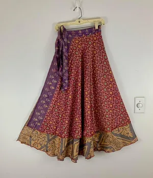 Reversible Maxi Wrap Skirt BINS520 Purple thumbnail 1