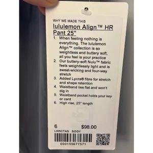 Lululemon Leggings Align HR Pant 25 ” Solar Grey NWT Size 6 Rare Sold Out New thumbnail 5