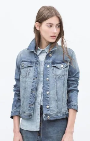 ZARA Z1975‎ Faded Distressed Denim Jacket Large thumbnail 1