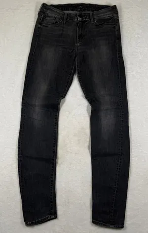 MOTHER Denim Faded Black Skinny Jeans Size 28‎ Made in USA Distressed Gray thumbnail 1