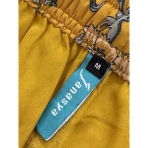 Janasya Yellow Floral Sharara Pants Women Size M Wide Leg Flared Palazzo Boho thumbnail 13