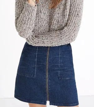 Madewell Denim Utility Full Zip Skirt Size 32 thumbnail 1