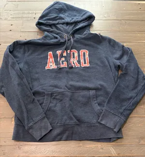 Aeropostale Women’s Small Navy AERO Floral Appliqué Pullover Hoodie thumbnail 1