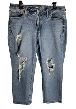 Old Navy Women's Ripped High Rise Curvy OG Straight Jeans Size 16 Petite thumbnail 1