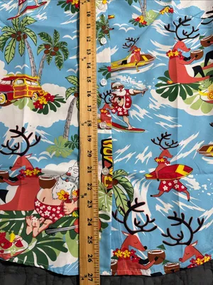 SSLR women's collection button down surfing santa tropical reindeer boats water thumbnail 5