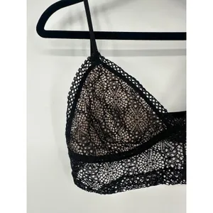 Victoria's Secret Bralette Long Line L Black Lace Sheer Sexy Whimsigoth Boudoir thumbnail 3