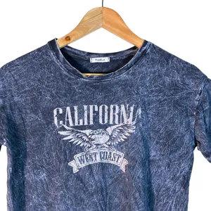ProBlue California West Coast Eagle Acid Wash Graphic Tee Gray Grunge Size M thumbnail 2