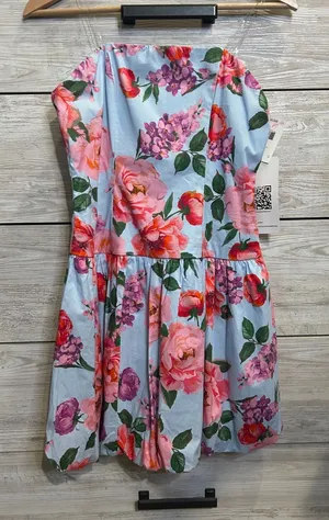 Emerald Sundae Floral Strapless Bubble Hem Mini Dress Light Blue Pink NWT thumbnail 1
