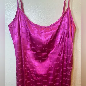 NWOT‎ SKIMS Woven Jacquard Lace Long Slip Dress in Hot Pink SizeS thumbnail 5