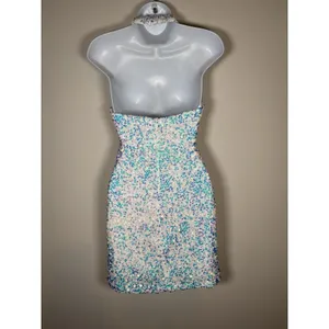 B DARLIN Size XS Sequin Bodycon Halter Mini Dress‎ Semi Formal Bachelorette thumbnail 6