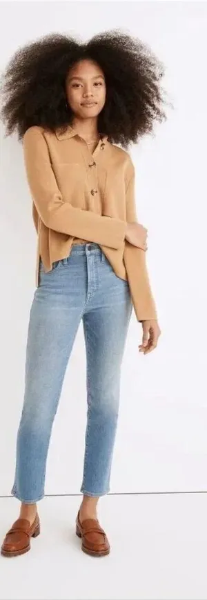 Madewell Tall Stovepipe Straight High Rise Stretchy Euclid Blue Denim Jeans 30T thumbnail 1