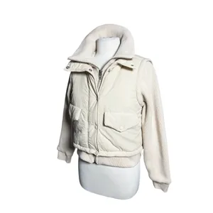 BLANK NYC Women’s Mixed Media Sweater Puffer Zip and Snap Front Jacket thumbnail 4