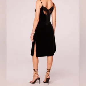 NWT Band of the Free Girl Crush Black Velvet Slit Strappy Midi Dress Size Small thumbnail 2