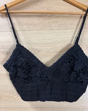 Aeropostale Black Lace Cropped Brami Top -Small thumbnail 1