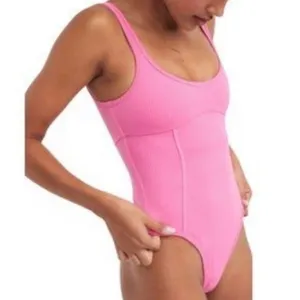 For Love And Lemons Pink Ribbed Bodysuit Size XS Barbie Core Hot Pink thumbnail 2