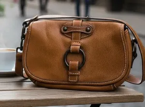 Banana Republic BR Vintage Tan‎ Leather Buckle Detail Mini Purse thumbnail 1