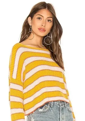 Free People Just My Stripe Sweater thumbnail 1