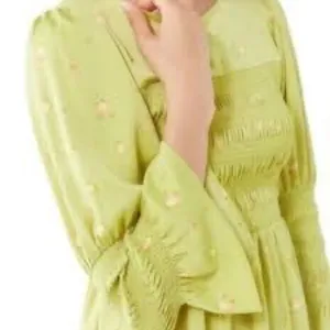 Urban Outfitters Mabel Smocked Floral Mini Dress Green Cottagecore Womens Large thumbnail 14
