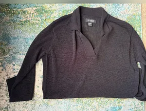 Vintage 111 State collared black semi see through tunic sweater, size medium thumbnail 7