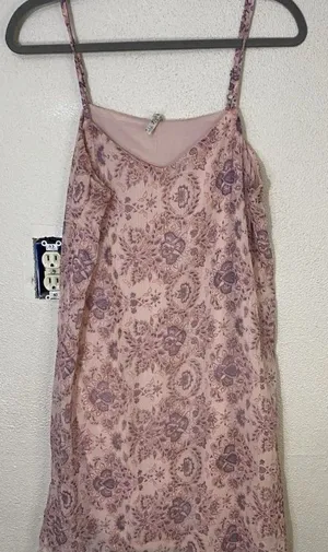 Mudd Pink Floral Slip Dress Womens XL Adjustable Straps Boho Sheer Overlay thumbnail 1