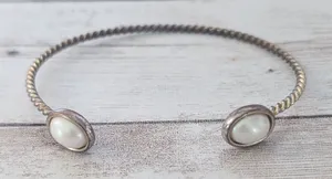 Vintage Bracelet with Faux Pearls - Heavy Tarnish/Discoloration thumbnail 1