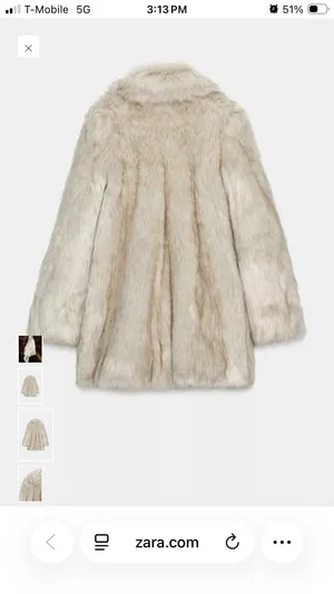 Zara Faux Fur Cost with padded shoulders thumbnail 2