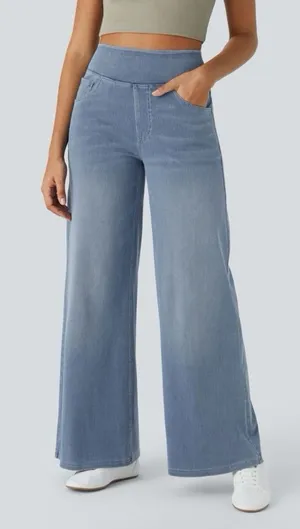 Halara Flex High Waisted Pockets Baggy Wide Leg Washed Casual Jeans XS Reg thumbnail 1