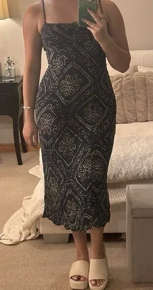 Navy Boho Patterned Sundress Blue Size XS thumbnail 1
