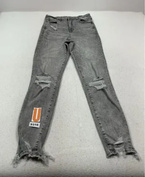 Womans Excellent American Eagle Curve Jegging Distressed Stretch Gray Jeans 10 thumbnail 1