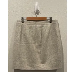 J.Crew Light Gray Marled Wool Blend Front Zip Pockets Mini Skirt thumbnail 4