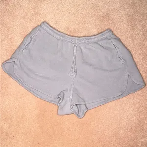 Brandy Melville Waffle Knit Shorts Periwinkle 100% Cotton Pockets Drawstring thumbnail 2