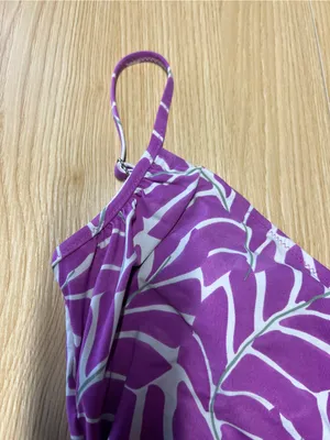 Garnet Hill Purple Tropical Leaf Ruched One Piece Swimsuit Size 6 thumbnail 3