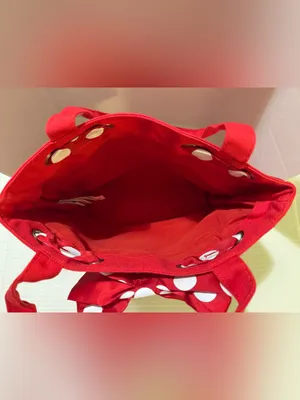 Disney Parks Canvas Red w White Polka Dots Tote Bag Embroidered Minnie Mouse thumbnail 7