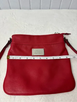 Lauren Ralph Lauren‎ Red Leather Crossbody with Logo Plate thumbnail 7