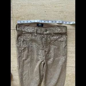 Seven 7 For All Man Kind Pants Size 28 Gold Marble Shimmer Designer Pants‎ thumbnail 3