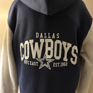Cowboys Navy and Gray Full Zip Jacket Drawstring Hoodie Size M thumbnail 15