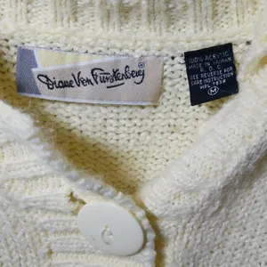 Diane Von Furstenberg high collar cream knit sweater Medium thumbnail 4
