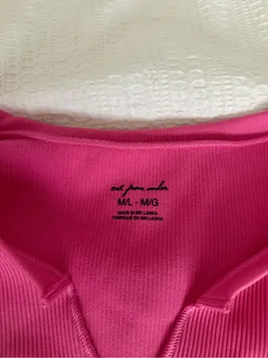 Urban Outfitters Hot Pink Ribbed Long Sleeve Crop Top thumbnail 2