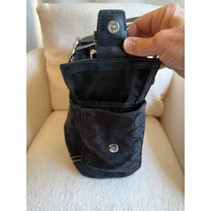 Coach Soho Tote Bag Women's Black Canvas Casual Signature Monogram Multi Pocket thumbnail 5