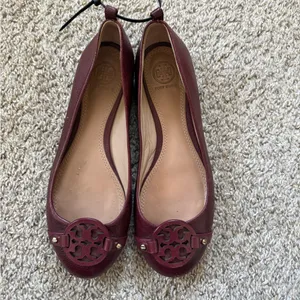 Tory Burch Mini Miller Burgundy Flats thumbnail 3