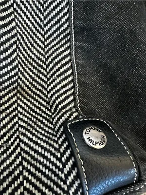 Vintage Tommy Hilfiger Black Denim Herringbone Shoulder Bag Y2K Preppy Boho thumbnail 8