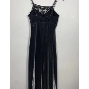 Dollar Black Embroidered Mesh Gown Scoop Neck Strappy Sleeveless Dress Medium thumbnail 7