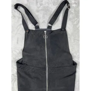 H&M Black Suede Size 8 Medium Zip Front Overall Dress Mini Pinafore NWT thumbnail 5