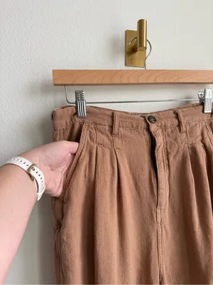 Free People Faded Love Linen Blend Trousers Camel Brown Women's 28 thumbnail 8